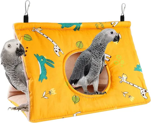 Miniatura 24 de Rypet Casa de nido de pájaros cálida para invierno, hamaca colgante de terciopelo, jaula de felpa mullida para pájaros escondidos, cama para dormir