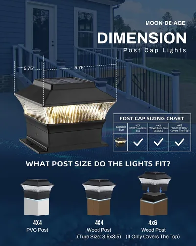 Miniatura 2 de Luces para postes de valla, 25 lúmenes, luz solar para postes de madera, se adapta a postes de madera de 4 x 4 o más grandes con base de 4 x 6, luz