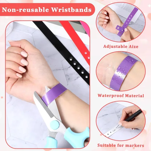 Miniatura 3 de 60 pulseras de plástico de vinilo, 10 colores desechables, pulseras de plástico neón para eventos, conciertos, carnavales, discotecas, bares, parques