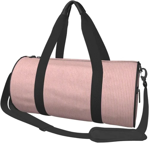 Large Duffle Bag for Travel - Retro gold pink pinstripe print Gym Bag for Women Men, Travel Foldable Bags for Women Men with Zippered Multiple