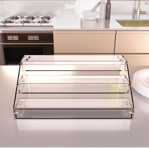 Miniatura 4 de Homakover Organizador de estantes de especias de acrílico de 3 niveles para la cocina, construcción robusta, ahorro de espacio, ideal