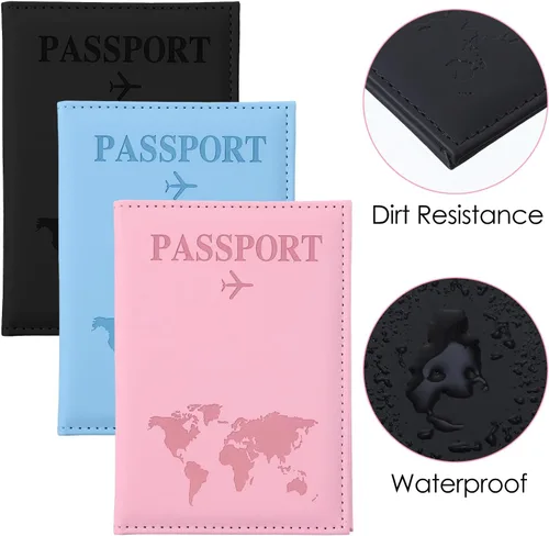 Miniatura 6 de Nogeqi Funda para pasaporte para mujeres y hombres, con bloqueo Rfid con tarjetero para tarjetas de crédito, billete aéreo, 3
