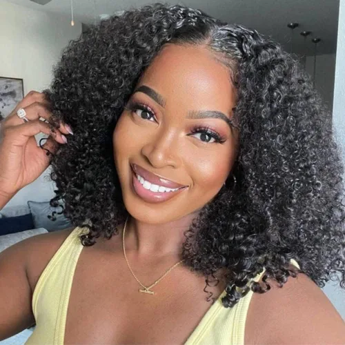 Miniatura 48 de Extensiones de cabello humano afro rizado 4B 4C Afro Kinky a granel de cabello humano virgen sin procesar para mujeres, negro natural, 8 pulgadas