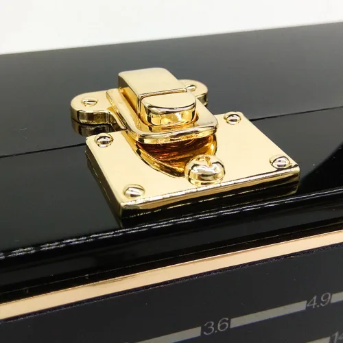 Miniatura 9 de Estuche rígido vintage de acrílico para radio bolso de mano para mujer bolso cruzado de hombro Negro