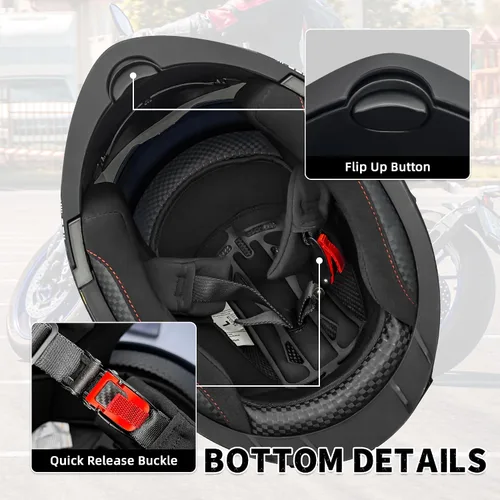 Miniatura 6 de Cascos modulares abatibles de doble visera para motocicleta, de cara completa, para adultos, BMX, de cuatro ruedas, para hombres y mujeres, aprobado