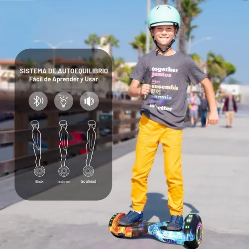 Miniatura 5 de SIMATE Hoverboard - Aeropatineta Bluetooth todo terreno con luces LED y control de aplicación, regalos para niños, adultos, niñas, niños, para todas