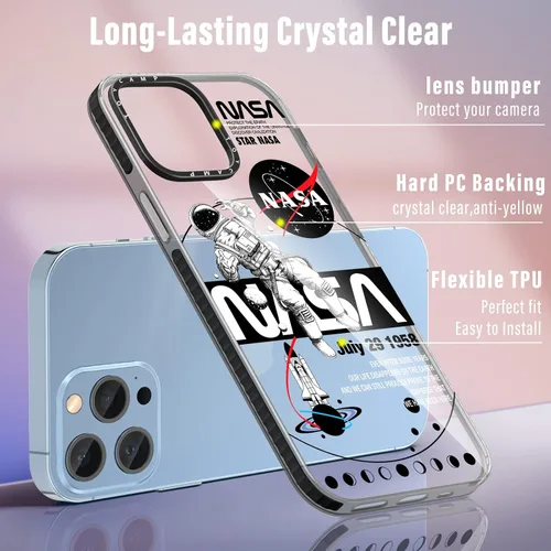 Miniatura 3 de Toycamp Funda para iPhone 13 Pro Max Blanca Con soporte de anillo, lindo astronauta, divertido diseño de dibujos animados, para niñas