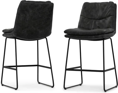 Miniatura 20 de SIMPLIHOME Randolph Taburetes de mostrador (juego de 2) taburetes de bar tapizados de madera curvada de 28 pulgadas de altura del asiento en tela