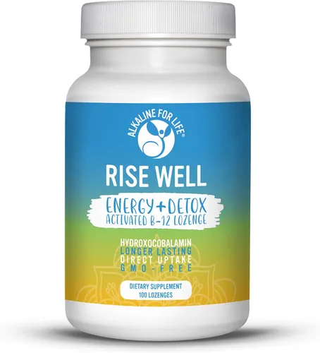 Alkaline for Life Rise Well Vitamina B12 – Vegano B12 – Vitaminas B12 y suplementos energéticos – B12 Sublingual de acción rápida 2000 mcg de