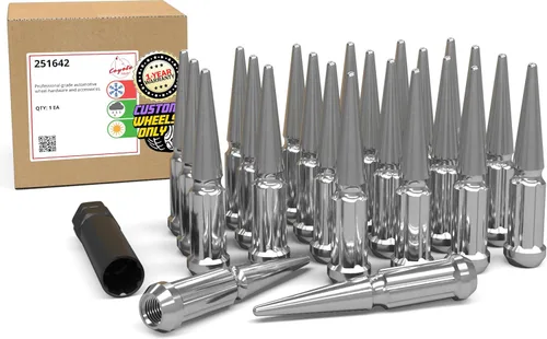 Miniatura 16 de Wheel Accessories Parts 32 Piezas Tuercas M14x1.5 14x1.5 Rosca con Púas de 4.4" de Largo Tuercas Rojas para Camión Spline Hex Compatible con Chevy
