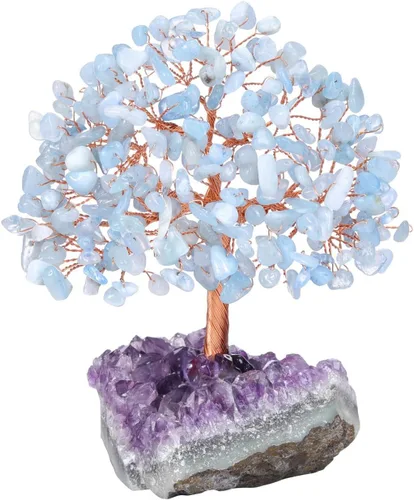 Miniatura 9 de Jovivi - Árbol de dinero de cristal curativo de amatista natural + cuarzo transparente + cuarzo rosa en base de geoda de druzy de amatista, Cuarzo