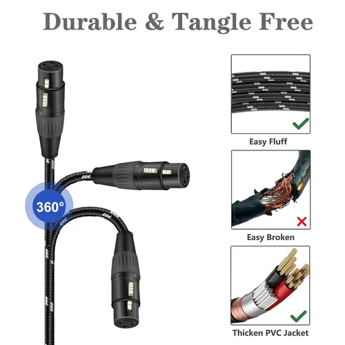 Miniatura 3 de Adaptador XLR a RJ45 de 3 pines, 1 par, cable de extensión XLR macho/hembra a RJ45, cable Ethernet CAT5 a DMX512 para controlador DMX, iluminación