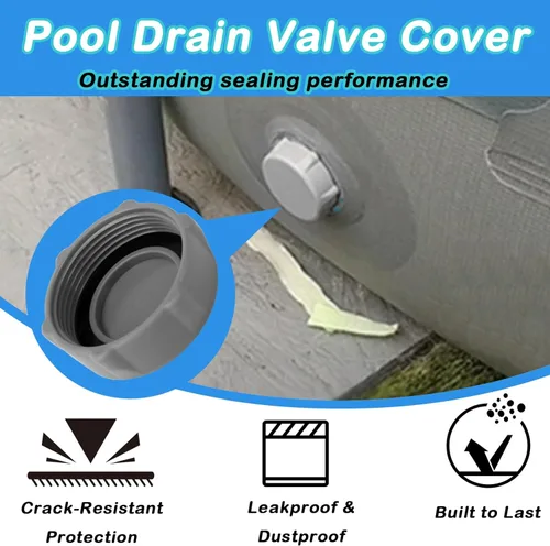 Miniatura 6 de P01006 Tapa de válvula de drenaje para piscina sobre el suelo Bestway y Coleman, tapa de válvula de drenaje de piscina resistente, 2 unidades (gris)