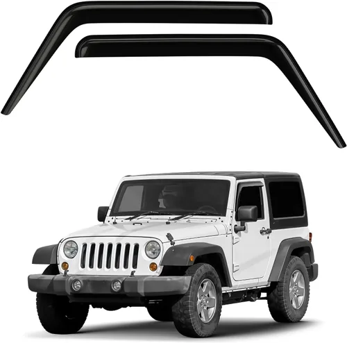 Miniatura 24 de Deflectores de ventana con cinta adhesiva teñida de humo para ventana lateral, deflectores de lluvia compatibles con brújula 2017-2026 - 4 piezas.