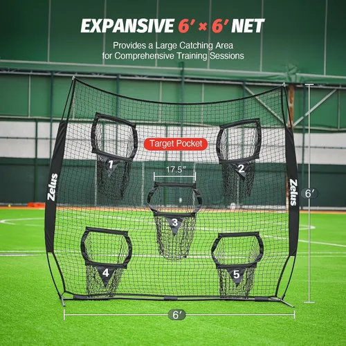 Miniatura 3 de ZELUS Red de Lanzamiento de Fútbol Americano, Equipo de Entrenamiento de Quarterback con 5 Bolsillos Objetivo, Entrenador de Precisión