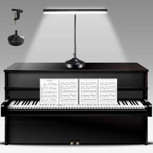 Lámpara de escritorio de piano, lámpara LED 2 en 1 para piano digital de pie y de cola, lámpara de mesa de cuello de cisne flexible de 10W con 3