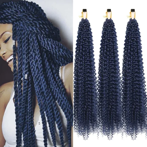 Miniatura 43 de Pelo de ganchillo Ocean Wave de 30 pulgadas, 3 paquetes de cabello trenzado de onda profunda, cabello rizado profundo con ganchillo para mujeres