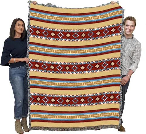 Miniatura 11 de Pure Country Weavers Antelope Ridge Earth - Manta inspirada en los nativos americanos del suroeste, manta de tapiz de regalo tejida de algodón