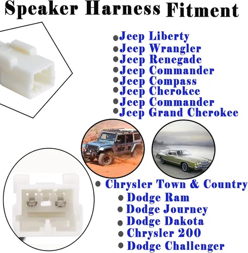 Miniatura 2 de Paquete de 4 adaptadores de arnés de cable de altavoz 72-6514 compatibles con Jeep Wrangler Chrysler Town & Country adaptador de arnés de altavoz