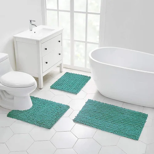 Miniatura 100 de Walensee Alfombra de baño antideslizante (24x17 pulgadas, rosa polvoriento) absorbente de agua, súper suave, lanuda de felpilla, lavable a máquina