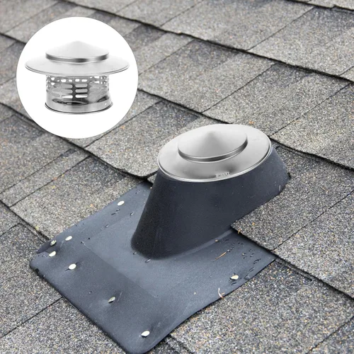 Miniatura 7 de Veemoon Tapa de lluvia de chimenea de acero inoxidable, cubierta de chimenea de 4.3 pulgadas, tapa de ventilación de techo, parte superior cónica