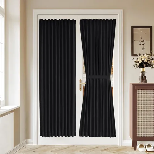 Miniatura 133 de Vatge - Cortinas autoadhesivas para puerta francesa, tratamiento de ventana con filtro de luz sin varillas ni perforaciones para puertas de cristal