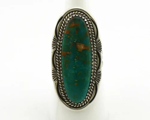 Miniatura 4 de Anillo Navajo 0.925 plata azul suroeste turquesa artista Talhat C.80's, Plata de ley, turquesa