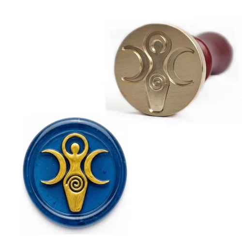 Triskelion, triquetra, vector, diosa, pentáculo, árbol de la vida en triple luna sello sello cera sello, para invitación de boda, tarjetas, cartas,