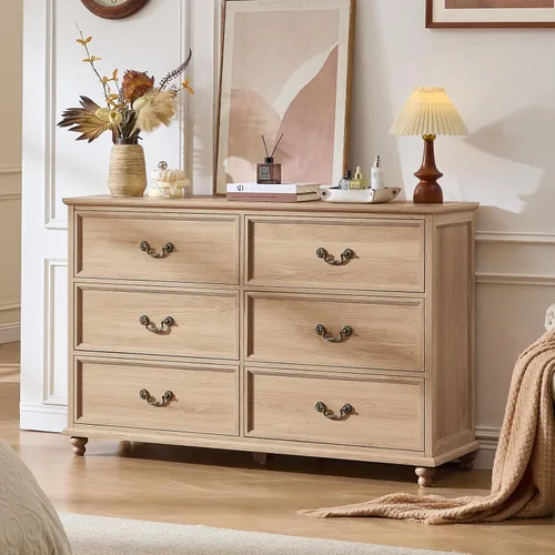 Miniatura 20 de Joaxswe Mesita de noche estilo granja con estación de carga, mesa auxiliar de 61 cm de ancho con 2 cajones, cómoda natural para dormitorio, cómoda