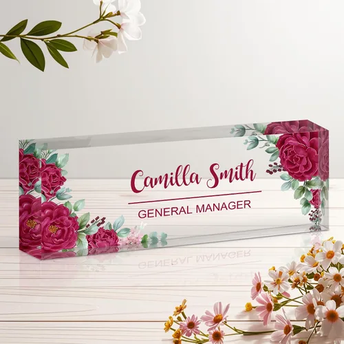Miniatura 11 de Placa de nombre personalizada para escritorio, letrero de nombre de escritorio acrílico personalizado, regalos de agradecimiento de oficina