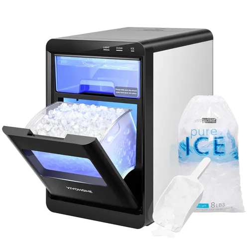VIVOHOME Máquina de Hacer Hielo Nugget para Encimera, 45 libras/día Máquina de Hacer Hielo de Guijarros, Máquina de Hielo de Pellets Suaves