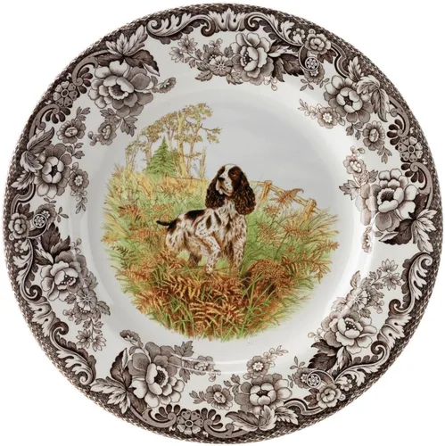 Miniatura 15 de Plato de cena Spode Woodland Red Grouse - 10.5" de loza fina, borde con flores británicas, diseño rústico de animales de caza fabricado