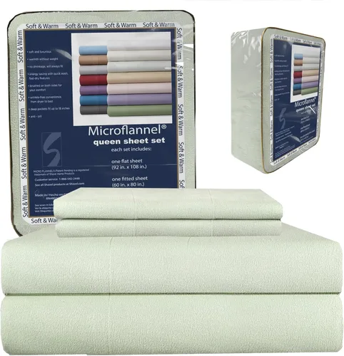 Miniatura 30 de Thermee Micro Flannel Juego de sábanas tamaño individual XL, lavar y secar a máquina, sin pelusas, con bolsillo profundo y fundas de almohada