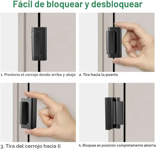 Miniatura 8 de Cerrojo de puerta de seguridad para el hogar - Cerraduras de alta seguridad a prueba de niños con tope de 3 pulgadas, soportan 800 libras para Negro