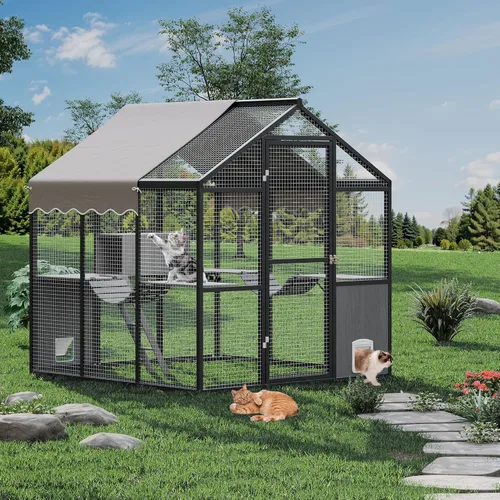 Miniatura 8 de Catio - Recinto de aluminio extra grande para gatos al aire libre, para múltiples gatos, corren gatos grandes, recinto para gatos en condominio