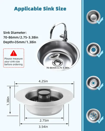 Miniatura 4 de Colador universal de drenaje para fregadero de cocina, 3 en 1, de acero inoxidable, desplegable, para fregadero de cocina, colador combinado