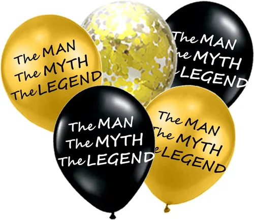 Globos divertidos de confeti de The Man The Myth The Legend para él, marido, hombre, padre, día del padre, cumpleaños, jubilación, 26 paquetes