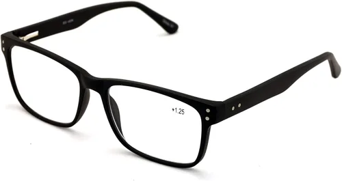 Miniatura 12 de Gafas de lectura rectangulares de gran calidad para hombres grandes - Lector de calidad óptica de ajuste ancho negro (TT Black)