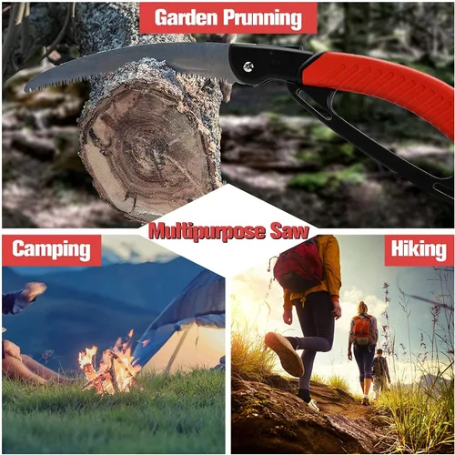 Miniatura 7 de Gardtech Sierras plegables, sierras de podar a mano con hoja curvada afilada de 10 pulgadas, sierras de campamento, perfectas para podar árboles
