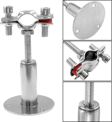 Miniatura 3 de Hitefu Soporte de tubo de techo de acero inoxidable 304 de 1/2 pulgada con tornillos, kit de soporte de abrazadera de montaje en techo ajustable