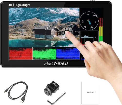 FEELWORLD 1600Nit 4k Ultra Brillante Cámara Video Monitor 5.5 Pulgadas HDMI Pantalla Táctil DSLR Monitor de Campo 1920x1200 IPS F970 Kit de