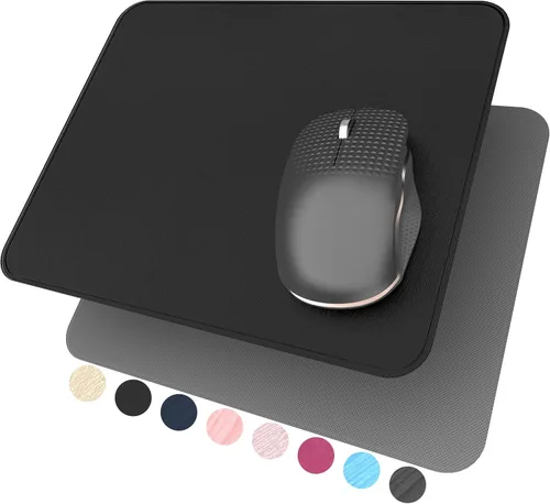 Alfombrilla de mouse dura, alfombrilla de mouse de piel sintética ultra fina con textura de madera, base de goma antideslizante impermeable para