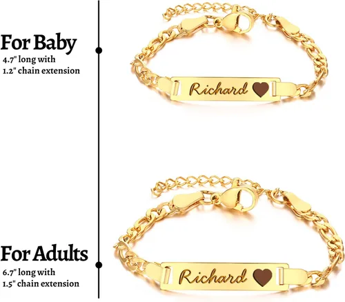 Miniatura 5 de Pulseras personalizadas de piedra natal para bebés, pulseras personalizadas chapadas en oro de 18 quilates con nombre para niños, regalo