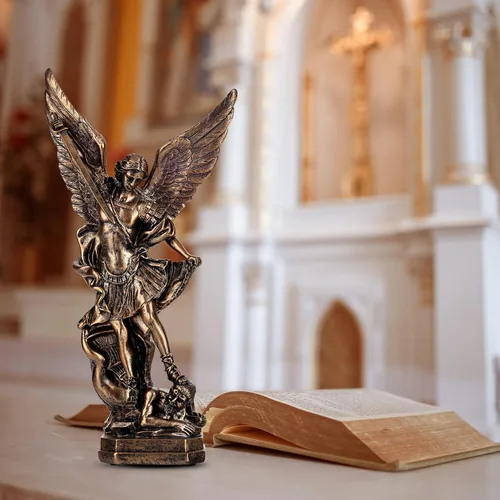 Miniatura 6 de Estatua de San Miguel Arcángel de 31.8 cm de bronce, estatua de San Miguel, estatuas de resina del arcángel San Miguel, estatuillas de San Miguel