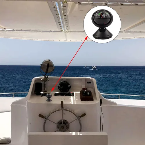 Miniatura 7 de Negro ajustable bola visión nocturna brújula barco Dash Mount, coche ajustable para coche, barco marino