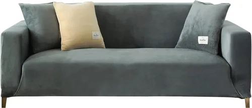 Miniatura 21 de TOPCHANCES Funda de sofá de terciopelo grueso, funda elástica para sofá con correas elásticas antideslizantes, funda protectora de muebles, funda