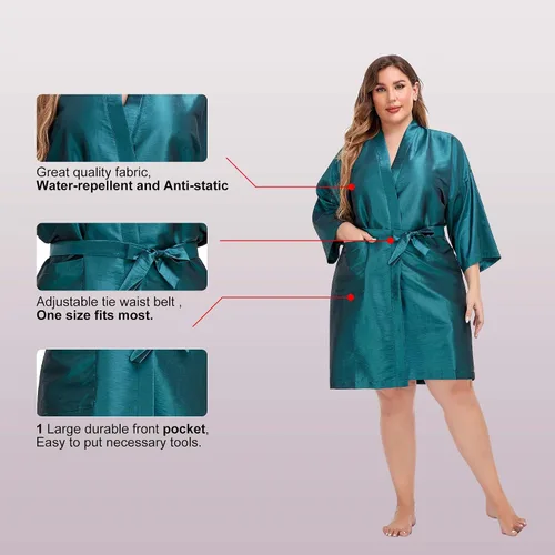 Miniatura 3 de PERFEHAIR Bata de peluquería para clientes, estilo kimono (azul)