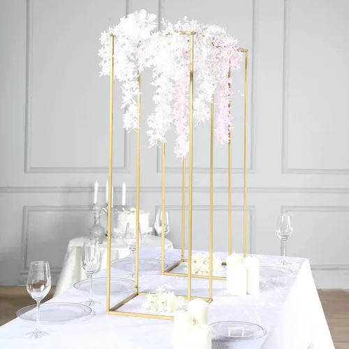 Miniatura 2 de Efavormart - Paquete de 2 soportes de metal para flores de boda de 40 pulgadas, soporte geométrico para centro de mesa Dorado