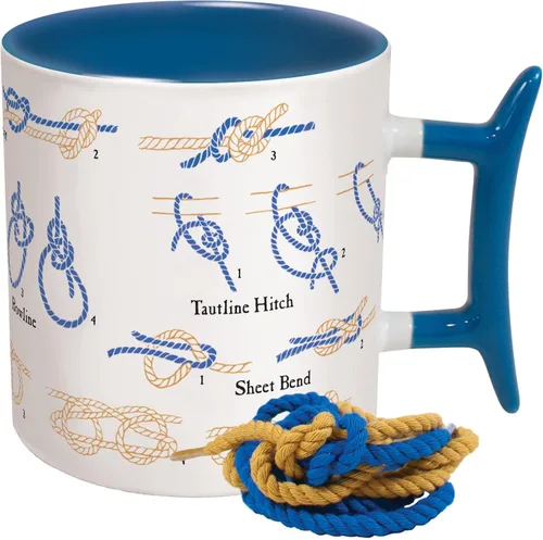 Miniatura 6 de The Unemployed Philosophers Guild Taza de Cómo Atar Nudos - Aprende a Hacer 8 Diferentes Nudos con tu Café, Viene en una Caja de Regalo, Cuerda
