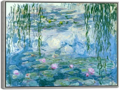 Miniatura 13 de Wieco Art Lienzo enmarcado para pared, impresión de nenúfares de Claude Monet, pinturas de reproducción, lienzo moderno, arte de pared